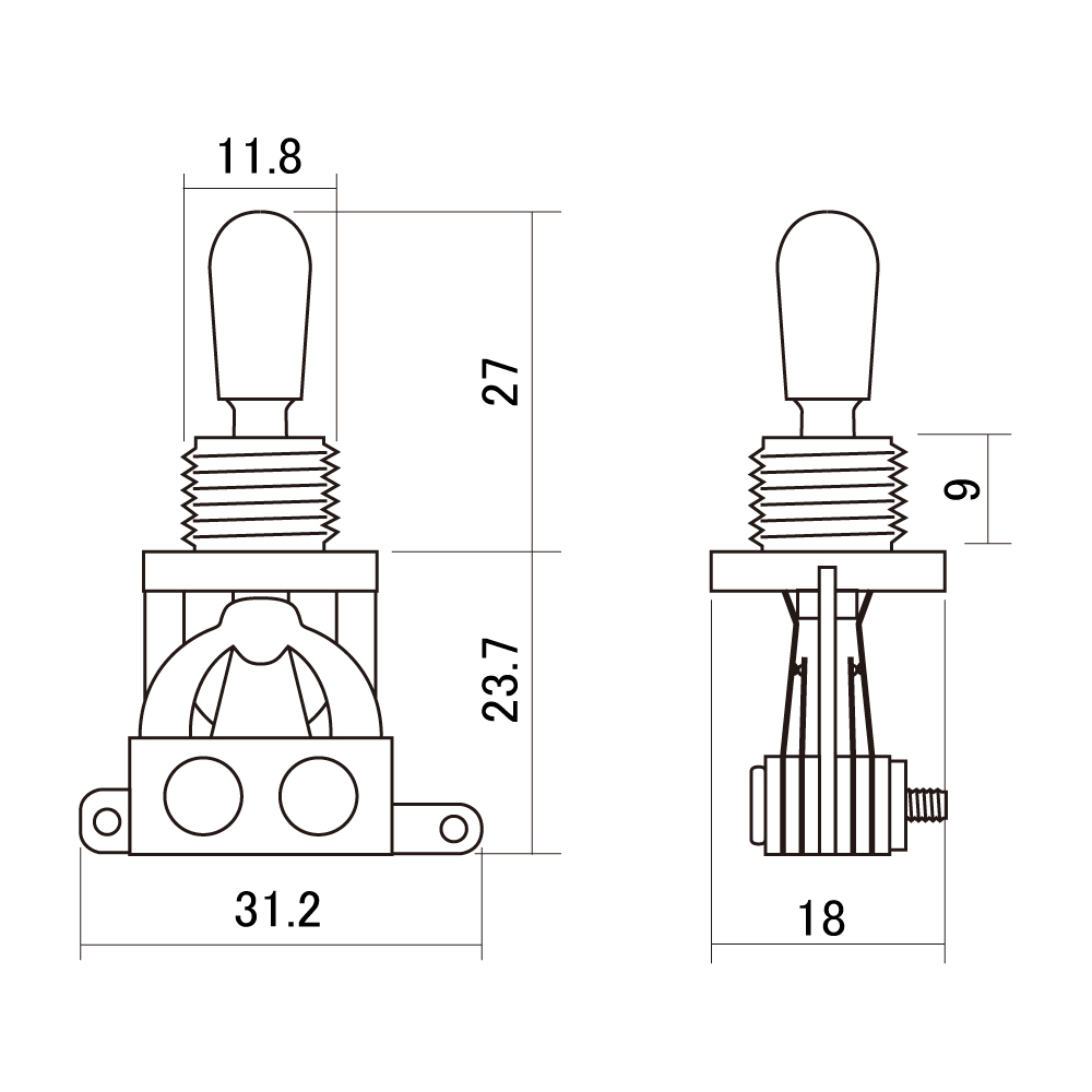 YM-T20G Toggle Switch Size
