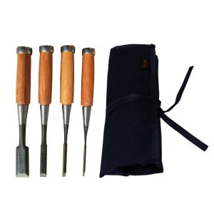 TL-INM-SET4 Japanese Chisel set of 4 (3, 6, 12, 24 mm) with Roll-up bag