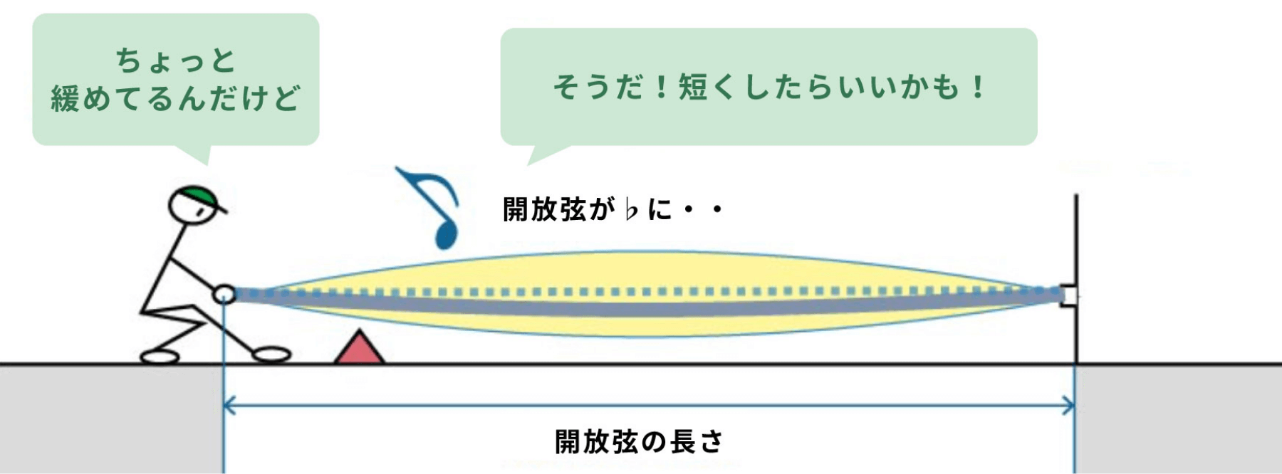開放弦が♭に・・・そうだ!短くしたらいいのかも!
